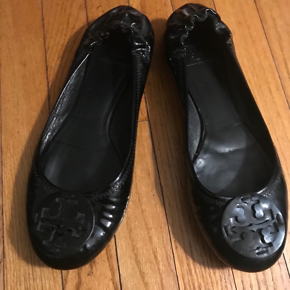 Tory Burch Black Patent Leather Reva Ballet Flats